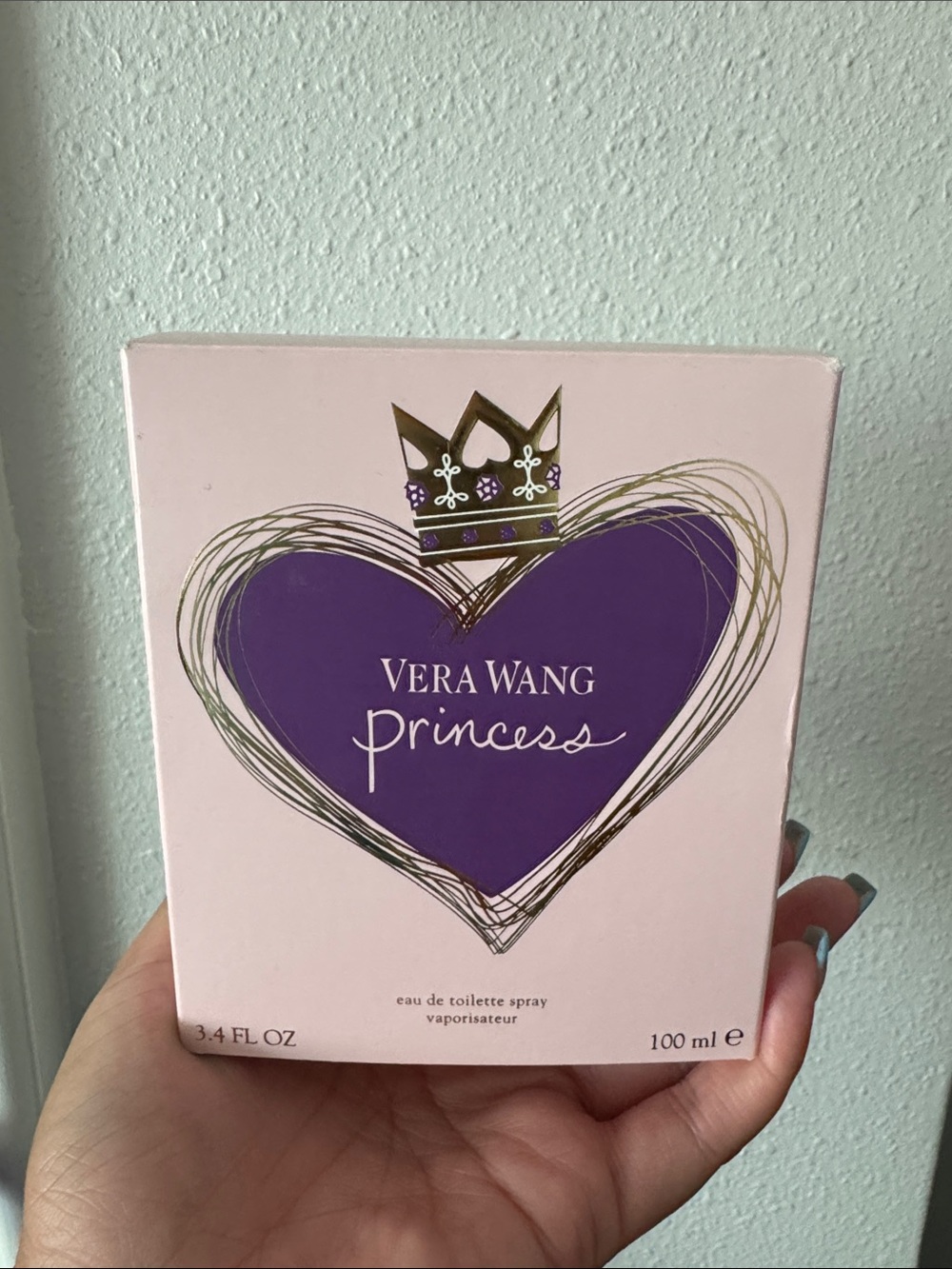 Vera Wang Pink Box with Purple Heart and Gold Crown